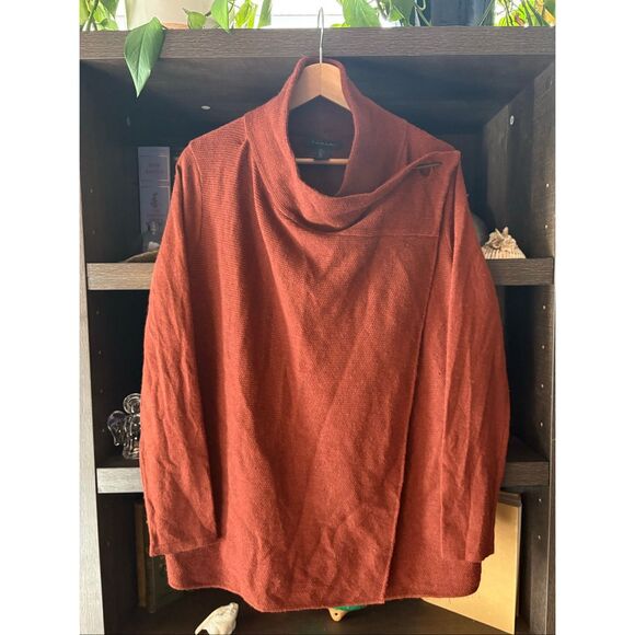 Tahari Burnt Orange Wrap Cardigan Sweater Size Large - Picture 1 of 6